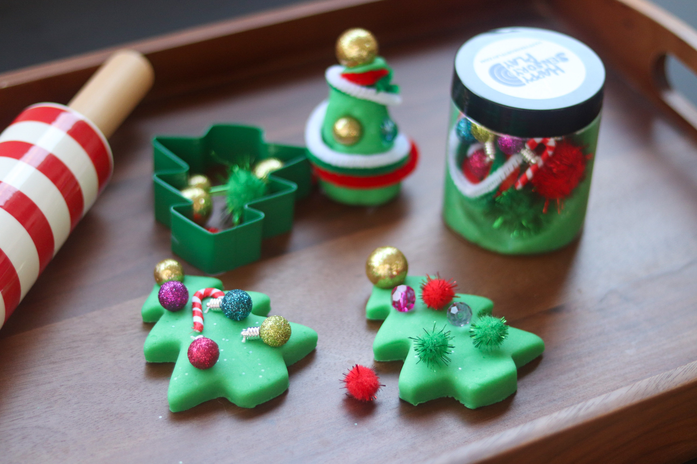 Christmas Tree Decorating Playdough Jar